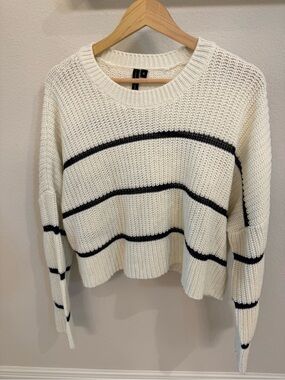 moon & madison Cream Sweater with Black Stripes